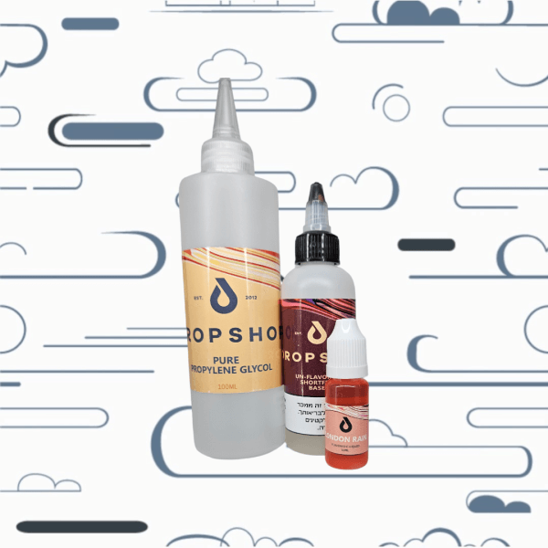 ערכה להכנת נוזל מלח ניקוטין 100 מ"ל של חברת DROP SHOP בטעם אבטיח תות קיווי מלון אייס